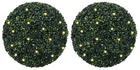 2 db zöld mesterséges boxwood gömbök LED fényekkel 52 cm