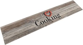 vidaXL szürke mosható cooking feliratos bársony konyhaszőnyeg 60x300cm