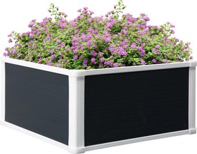 Outsunny Magasított Kertágy Veteményes Rekesz Drainázs Funkcióval Zöldségek, Fűszernövények számára Kertben, Teraszon és Erkélyen, Műanyag, Szürke, 60