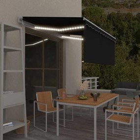 Szürke redőnyös, LED-es, szélérzékelős napellenző 3,5x2,5 m