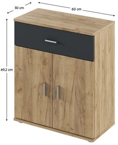 ADELI 2-es típusú szekrény, tölgyfa Artisan