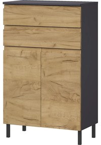 Sötétszürke fürdőszoba szekrény tölgyfa dekorral 60x97 cm Salinas - Germania