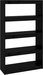 vidaXL fekete tömör fenyőfa könyvszekrény/térelválasztó 80x30x135,5 cm