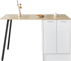 Konyhasziget, 150x90 cm, tölgy/fehér/fekete, XILO