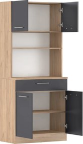 Négyajtós szekrény, artisan tölgy/grafit, DOMIS NEW