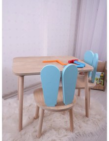 Gyerekasztal székekkel Bunny One Chair Set - Baby Blue, Brown