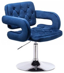 HR8403N Tengerkék modern velúr szék krómozott lábbal