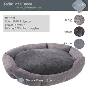 PESTUFF Kutyafekhely Octagon 50 x 57 x 13 cm szürke