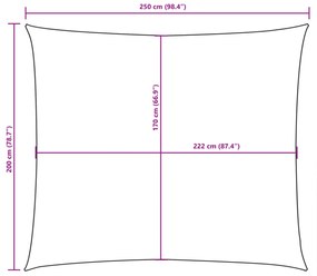 antracitszürke téglalap alakú oxford-szövet napvitorla 2x2,5 m