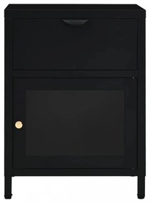 2 db fekete acél és üveg éjjeliszekrény 40 x 30 x 54,5 cm