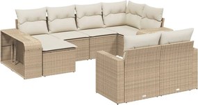 vidaXL 10 részes bézs polyrattan kerti ülőgarnitúra párnával