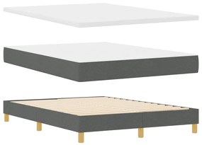 Boxspring ágy matraccal sötétszürke színben, 140 x 200 cm, textil