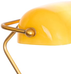 Klasszikus jegyzői állólámpa bronz színű, borostyánsárga üveggel - Banker