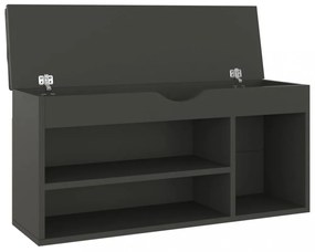 szürke szerelt fa cipőtároló pad párnával 104 x 30 x 49 cm