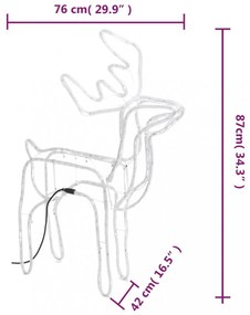 meleg fehér karácsonyi rénszarvas figura 76 x 42 x 87 cm