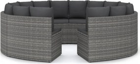 vidaXL 8 részes szürke polyrattan kerti kanapészett párnákkal