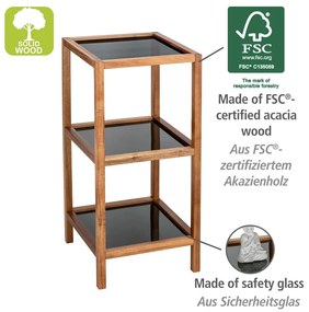 Fekete-natúr színű üveg fürdőszobai polcos állvány 36x79 cm Fondi – Wenko