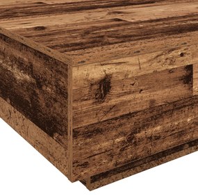Dohányzóasztal LED világítással, Régi fa 55x55x31 cm