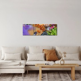Kép - nyári piknik (órával) (90x30 cm)