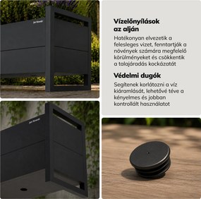Alacsony fém virágcserép-burkolat, antracit, 1000x430x380 mm: MARGARET