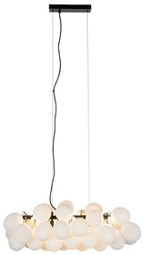 Függőlámpa fekete opál üveggel 8-lámpás, hosszúkás - Uvas