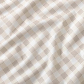 Goldea pamut körgumis lepedő - latté kockás 140 x 200 cm