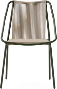Sötétzöld-bézs fém kerti szék Zivia – Kave Home