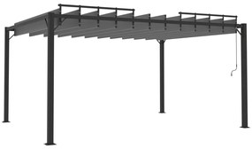 szürke szövet és alumínium pavilon lamellás tetővel 3 x 4 m