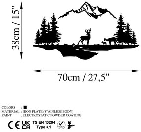 Fém fali dekoráció, Deer And Landscape - 1