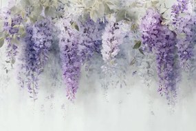 Fotótapéta Flizelina Természet Kert Bokor Virágok Lila Bézs 416x290 ragasztó