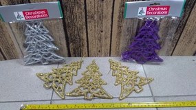 Karácsonyfadísz szett 3db csillogó 7246