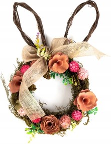 Húsvéti koszorú Rabi nyuszi virágokkal 40x25x7,5 cm Homla
