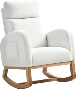 HOMCOM Hintaszék, Armchair, Plüss Kinézetű Szoptató Szék, 120 kg-ig Terhelhető Hintaszék, Hálószobába, Nappaliba, Krémszín | Aosom