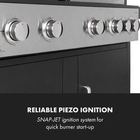 Kingsville XL, kombinált grill, gáz, pizzasütő, 20,5 kW, 5 + 1 égő