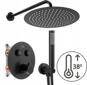 Fali Zuhany Szett Fekete Rea Lungo Black Termosztáttal Box