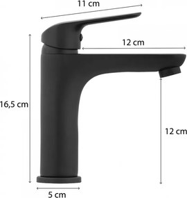 Erga Apio, mosogató csaptelep h-165, fekete matt, ERG-YKA-BU.APIO-BLK