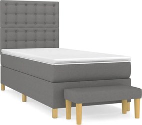 vidaXL sötétszürke szövet rugós ágy matraccal 90 x 200 cm