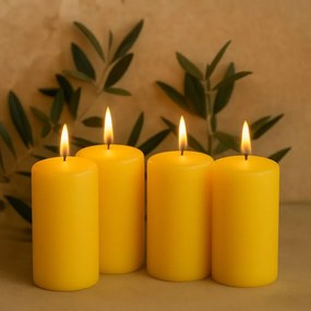 Gyertya készlet 15 cm Ø 7,5 cm  4 db sárga