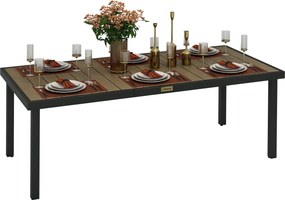 Outsunny Alumínium Kültéri Étkező Asztal 8 Személyre Kockás Felülettel - 190x90x74 cm Natúr és Fekete | Aosom