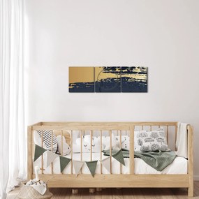 Kép - Kék és arany absztrakció N⁰2 (órával) (90x30 cm)