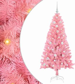 vidaXL Karácsonyfa 150 LED-del állvánnyal Rózsaszín 150 cm PVC