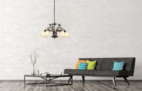 Globo 30800523X Függőlámpa, fém rozsdaszínű, alabástrom megjelenésű üveg, kábel PVC, ø: 500mm, M: 1500mm, 5x E14 40W 230V, 230V izzók nélkül