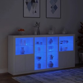 fehér tálalószekrény LED-világítással 202 x 37 x 100 cm