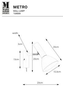 Markslöjd 108689 - Fali lámpa METRO 1xE27/40W/230V fehér