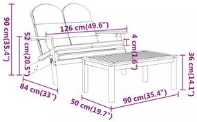 3 részes tömör akácfa kerti Adirondack ülőgarnitúra