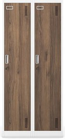 Munkavállalói szekrény, 4 rekeszes, fehér/dió, 800x1800x500 mm: KACPER Eco Design