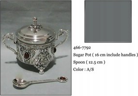 Ezüst színű cukortartó plattírozott fém kanál