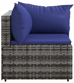 2 db szürke polyrattan kerti sarokkanapé párnával