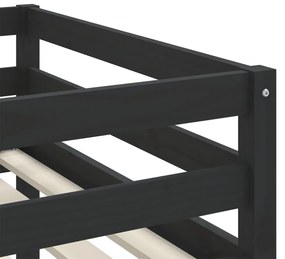fekete tömör fenyőfa gyerek galériaágy létrával 90 x 200 cm