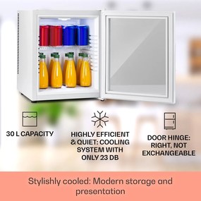 Klarstein Brooklyn 32, mini hűtőszekrény, üvegajtó, LED világítás, polcok